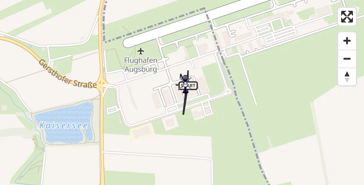 Flugroute Polizeihubschrauber Augsburg Flughafen - Augsburg Flughafen, 27 Oktober 2026, 07:15