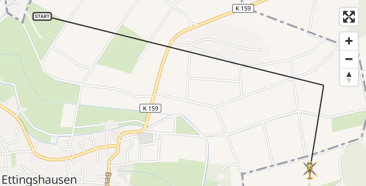 Flugroute Ambulanzhubschrauber Reiskirchen - Laubach, 27 Oktober 2026, 08:41