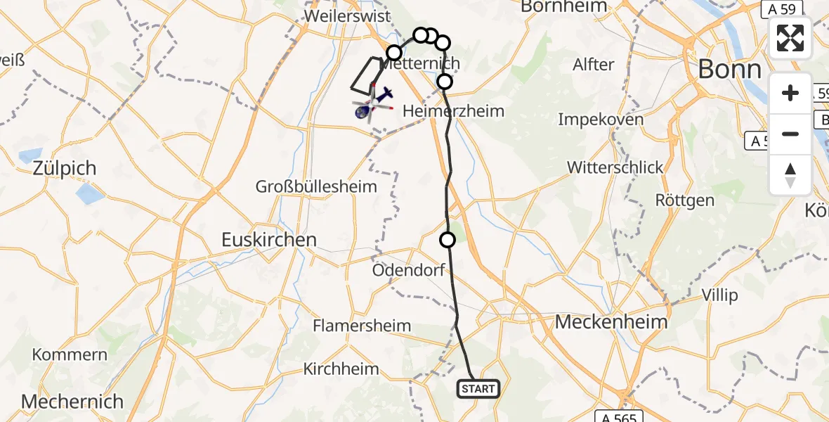 Flugroute Polizeihubschrauber Rheinbach - Weilerswist, 27 Oktober 2026, 09:19