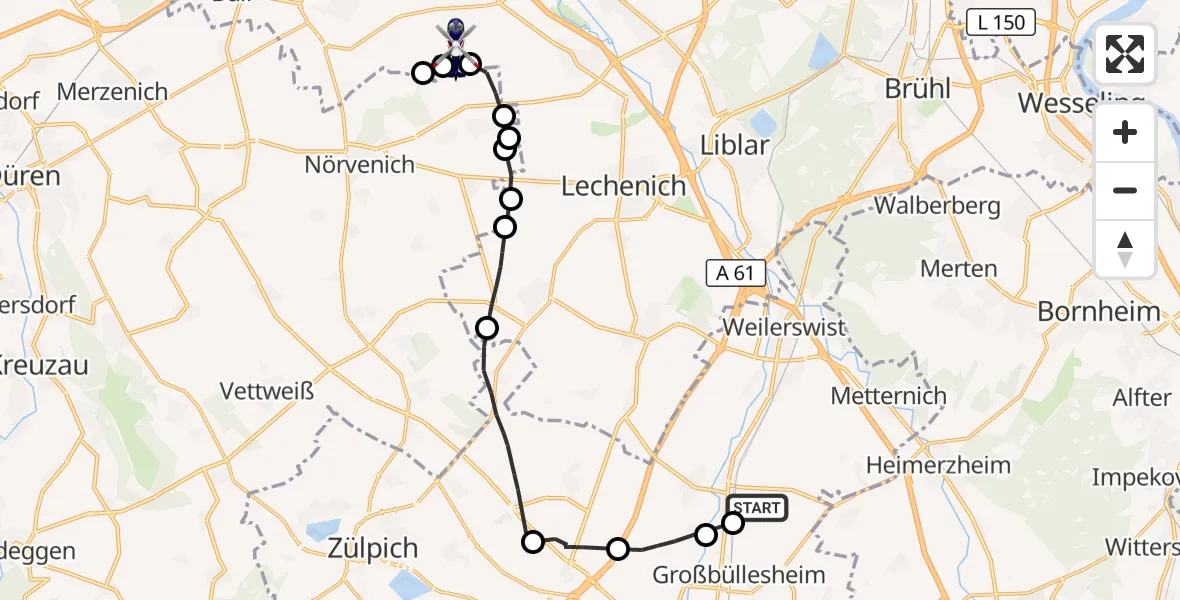 Flugroute Polizeihubschrauber Weilerswist - Kerpen, 27 Oktober 2026, 09:48