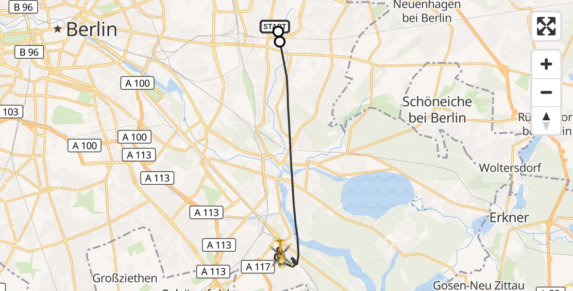 Flugroute Rettungshubschrauber Berlin Emergency Hospital - Berlin, 27 Oktober 2026, 09:50