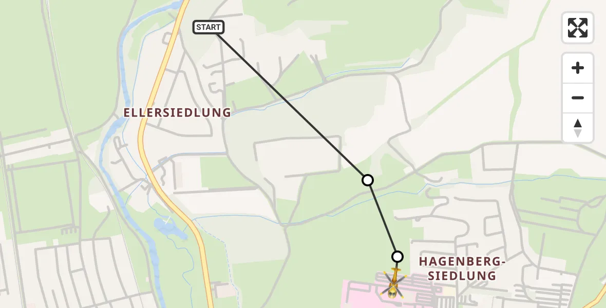 Flugroute Rettungshubschrauber Nordhausen - Südharz Hospital Nordhausen, 27 Oktober 2026, 09:54