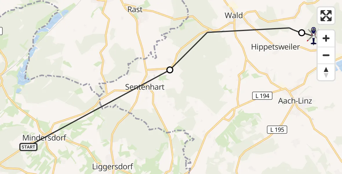 Flugroute Polizeihubschrauber Hohenfels - Pfullendorf, 27 Oktober 2026, 10:12