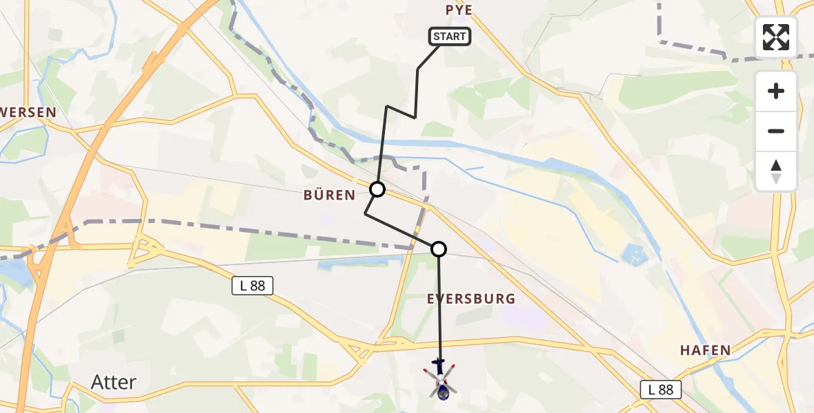 Flugroute Polizeihubschrauber Osnabrück - Osnabrück, 27 Oktober 2026, 10:17