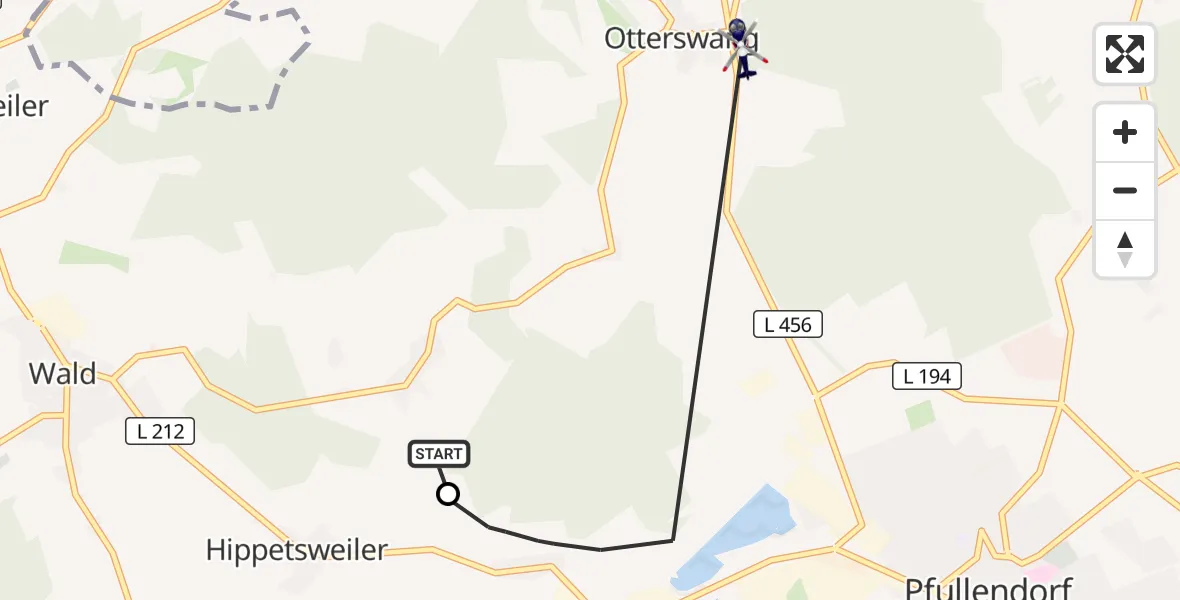 Flugroute Polizeihubschrauber Wald - Pfullendorf, 27 Oktober 2026, 10:50