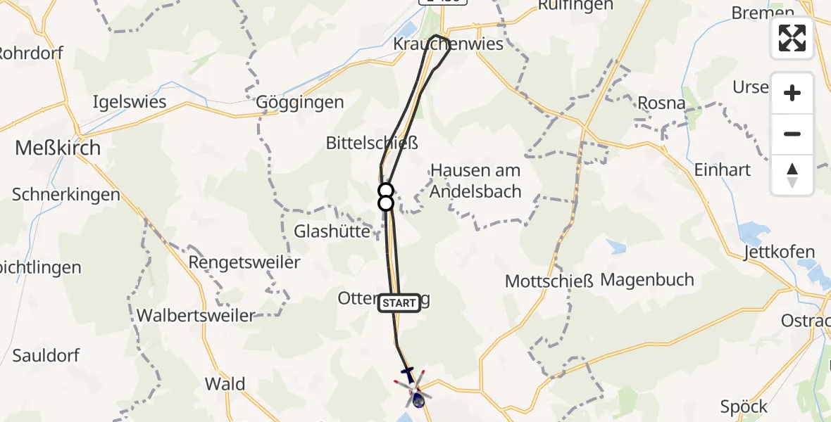 Flugroute Polizeihubschrauber Pfullendorf - Pfullendorf, 27 Oktober 2026, 10:57