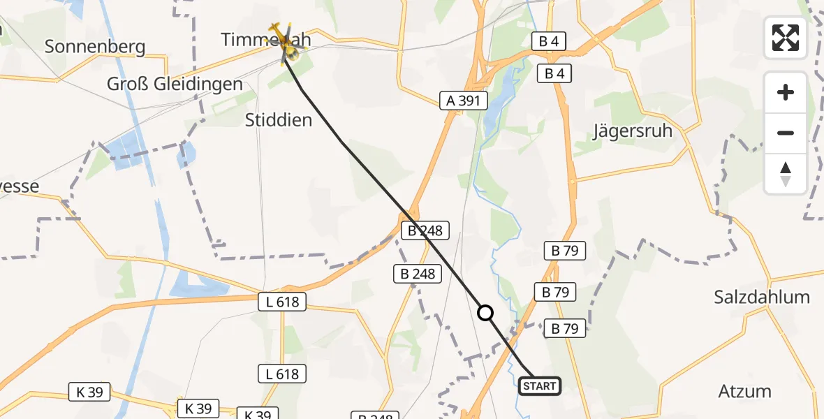 Flugroute Rettungshubschrauber Wolfenbüttel - Braunschweig, 27 Oktober 2026, 11:01