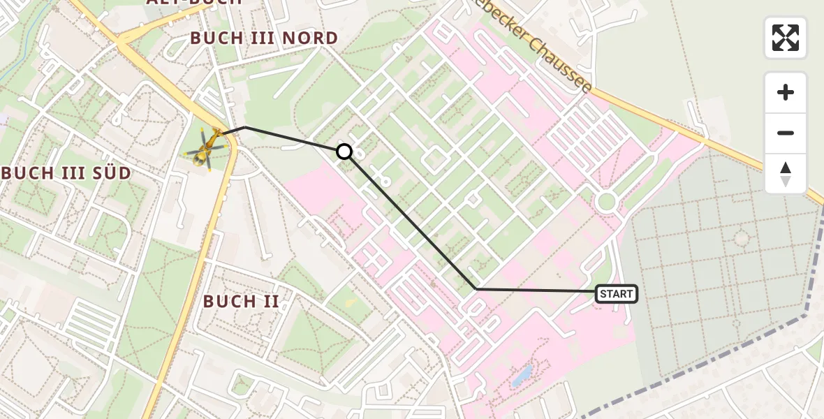 Flugroute Rettungshubschrauber Helios Clinic Berlin-Buch - Berlin, 27 Oktober 2026, 11:12