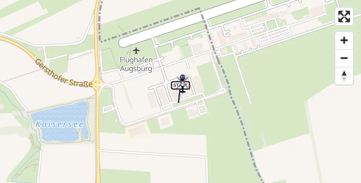 Flugroute Polizeihubschrauber Augsburg Flughafen - Augsburg Flughafen, 27 Oktober 2026, 11:12