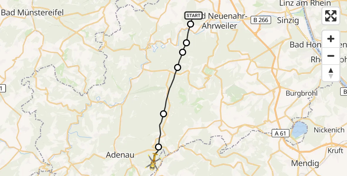 Flugroute Ambulanzhubschrauber Grafschaft - Herschbroich, 27 Oktober 2026, 11:37