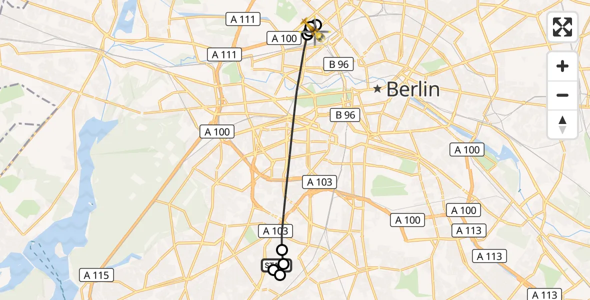 Flugroute Rettungshubschrauber Charité Clinic Benjamin Franklin Campus - Berlin, 27 Oktober 2026, 11:40