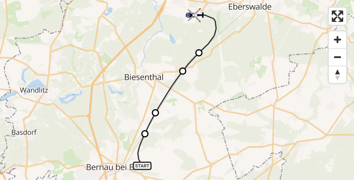 Flugroute Polizeihubschrauber Bernau bei Berlin - Eberswalde, 27 Oktober 2026, 11:42