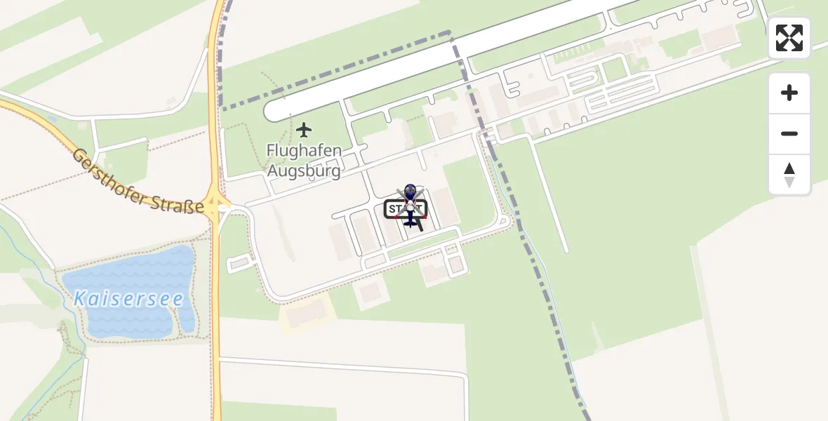 Flugroute Polizeihubschrauber Augsburg Flughafen - Augsburg Flughafen, 27 Oktober 2026, 12:11