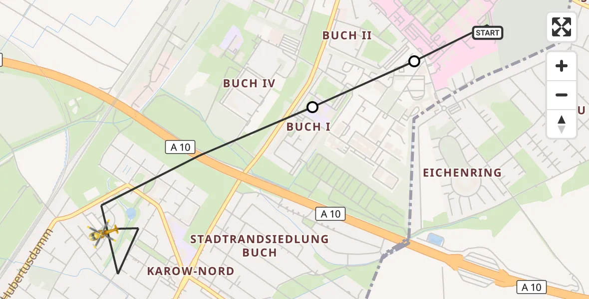 Flugroute Rettungshubschrauber Helios Clinic Berlin-Buch - Berlin, 27 Oktober 2026, 12:15