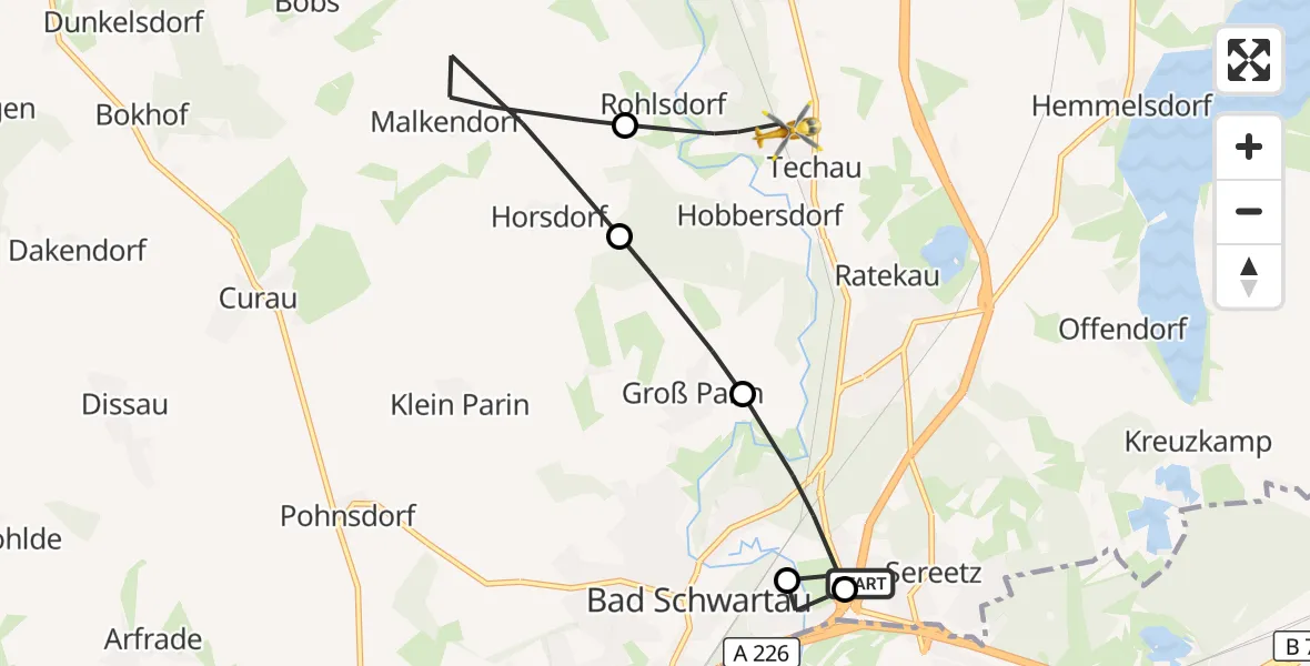 Flugroute Rettungshubschrauber Ratekau - Ratekau, 27 Oktober 2026, 12:28