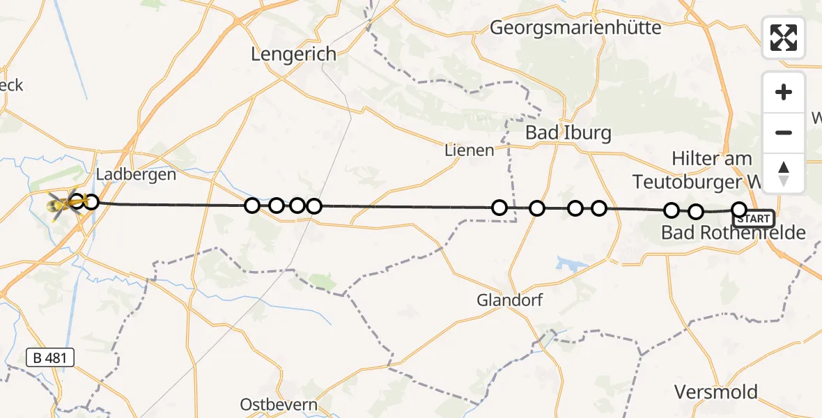 Flugroute Ambulanzhubschrauber Dissen am Teutoburger Wald - Christoph  Westfalen-ADAC, 27 Oktober 2026, 12:40