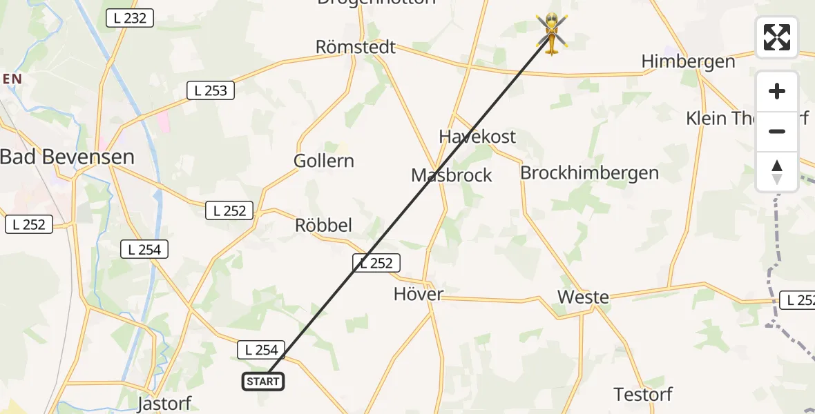 Flugroute Rettungshubschrauber Bad Bevensen - Himbergen, 27 Oktober 2026, 12:46