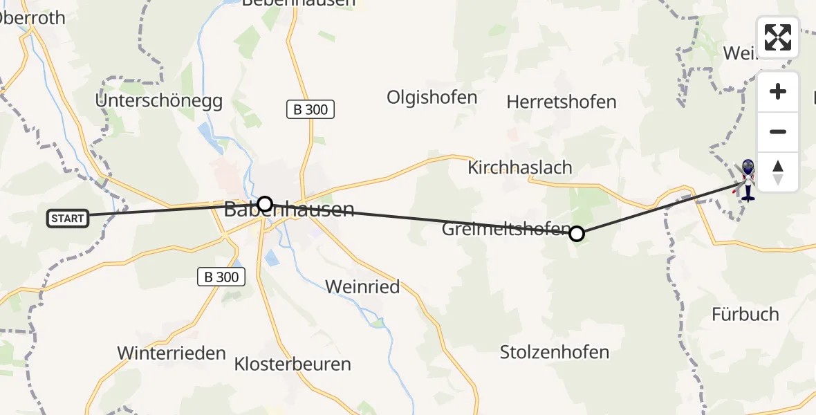 Flugroute Polizeihubschrauber Osterberg - Breitenbrunn, 27 Oktober 2026, 12:47