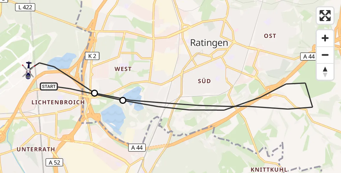 Flugroute Polizeihubschrauber Düsseldorf Flughafen - Düsseldorf Flughafen, 27 Oktober 2026, 12:52