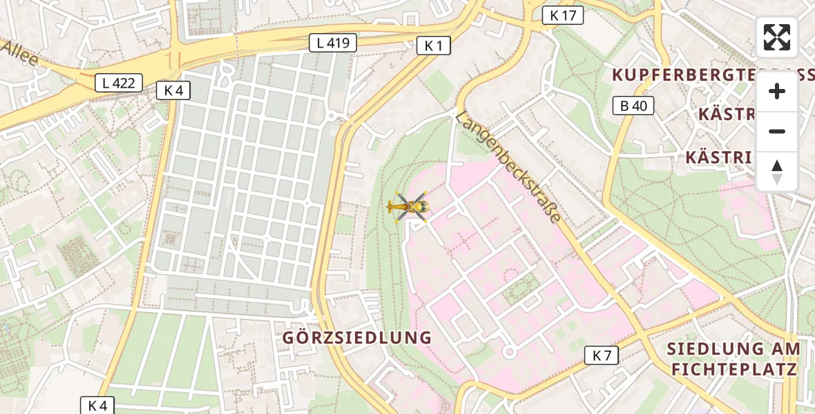 Flugroute Rettungshubschrauber Mainz University Hospital - Mainz University Hospital, 27 Oktober 2026, 13:09