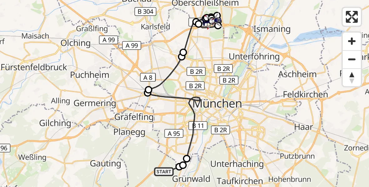 Flugroute Polizeihubschrauber Forstenrieder Park - Oberschleißheim, 27 Oktober 2026, 13:12