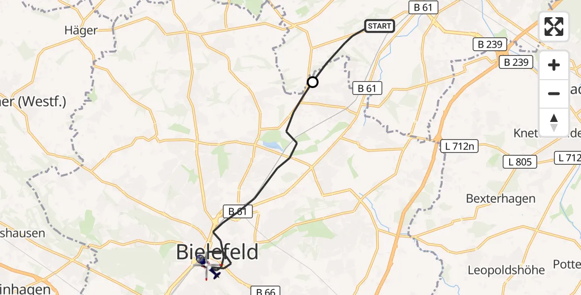 Flugroute Polizeihubschrauber Herford - Bielefeld, 27 Oktober 2026, 13:14