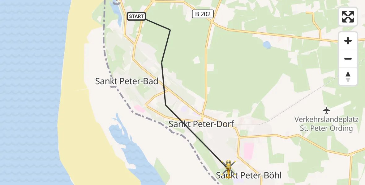 Flugroute Ambulanzhubschrauber Sankt Peter-Ording - Sankt Peter-Ording, 27 Oktober 2026, 13:19