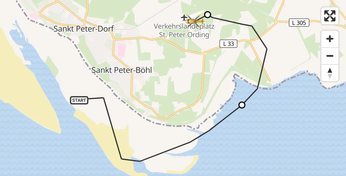 Flugroute Ambulanzhubschrauber Sankt Peter-Ording - Sankt Peter-Ording Flughafen, 27 Oktober 2026, 13:23