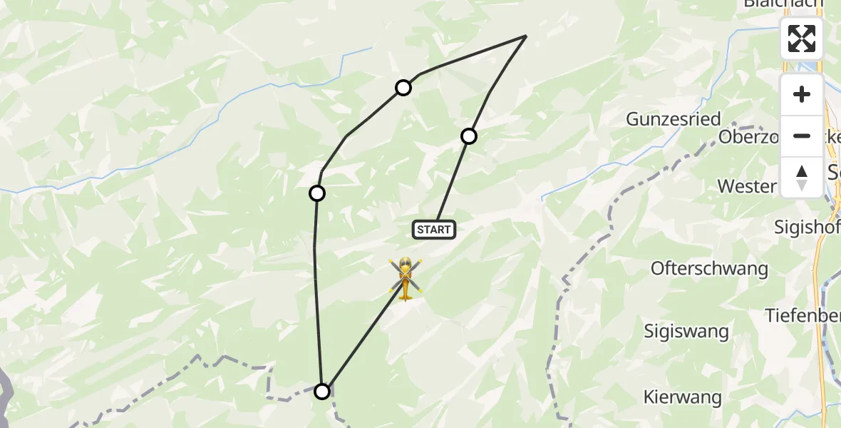 Flugroute Rettungshubschrauber Blaichach - Blaichach, 27 Oktober 2026, 13:25