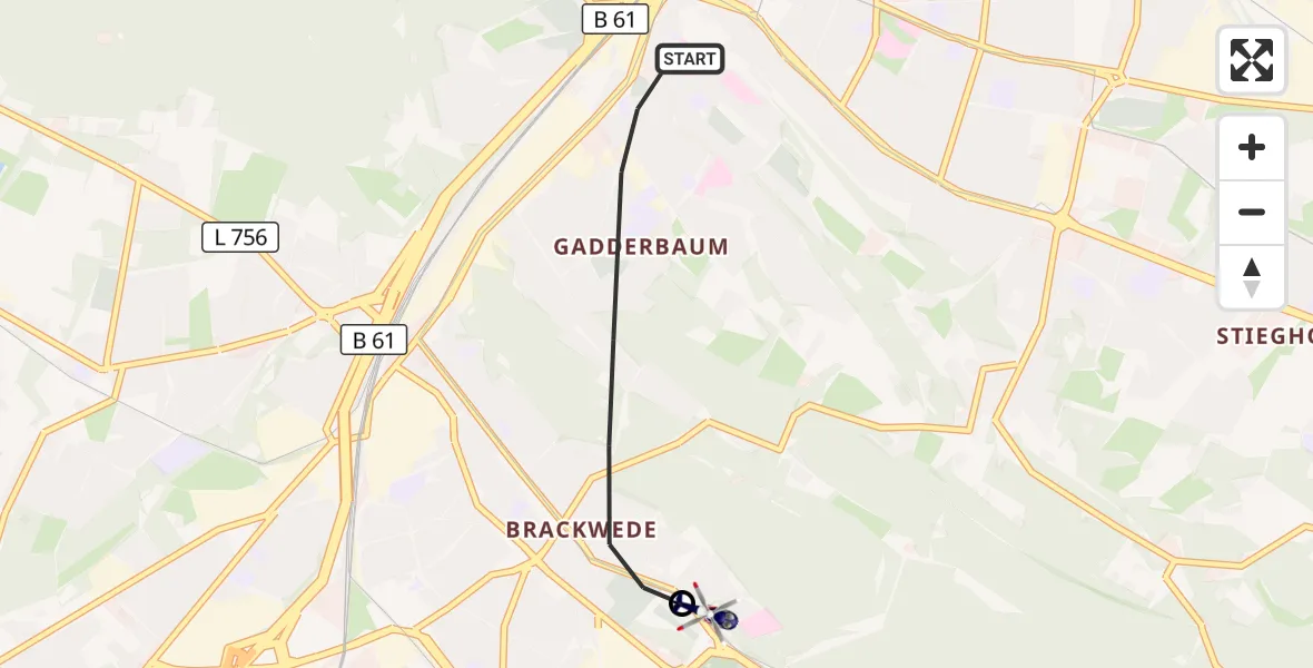 Flugroute Polizeihubschrauber Bielefeld - Luftrettungszentrum Bielefeld, 27 Oktober 2026, 14:06