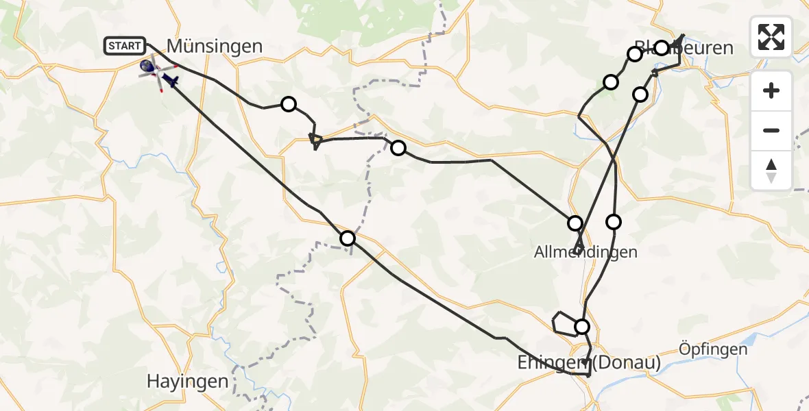 Flugroute Polizeihubschrauber Münsingen - Münsingen, 27 Oktober 2026, 14:14