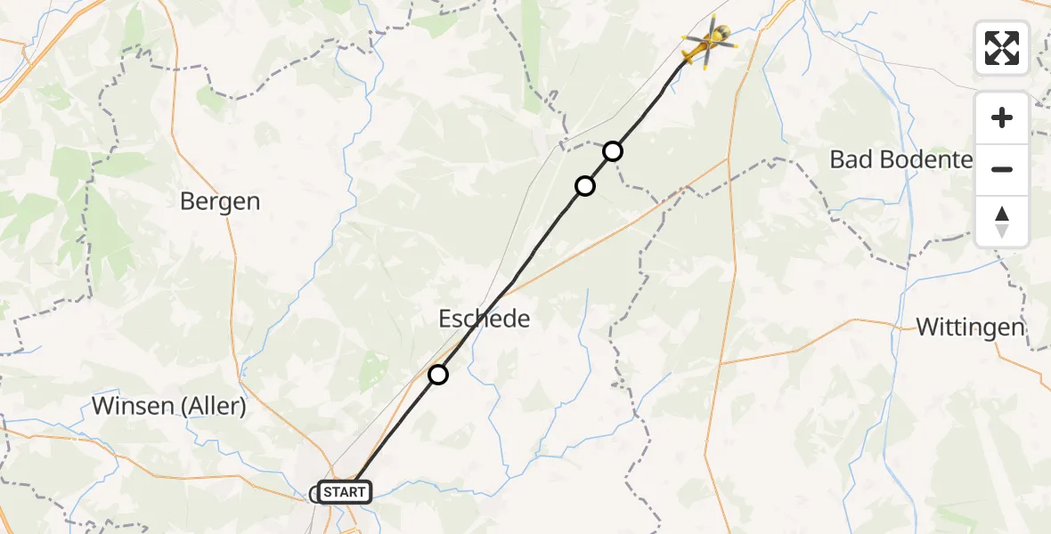 Flugroute Rettungshubschrauber Celle - Suderburg, 27 Oktober 2026, 15:37