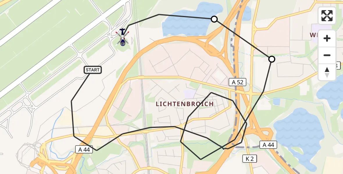 Flugroute Polizeihubschrauber Düsseldorf Flughafen - Düsseldorf Flughafen, 27 Oktober 2026, 16:00