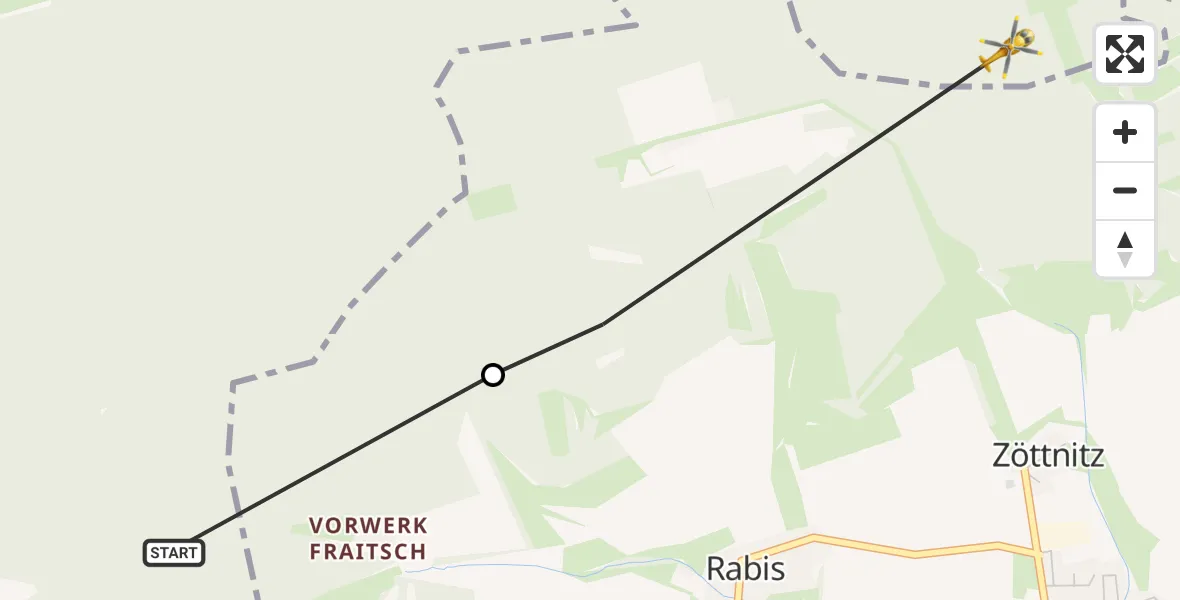 Flugroute Rettungshubschrauber Jena - Großlöbichau, 27 Oktober 2026, 16:08