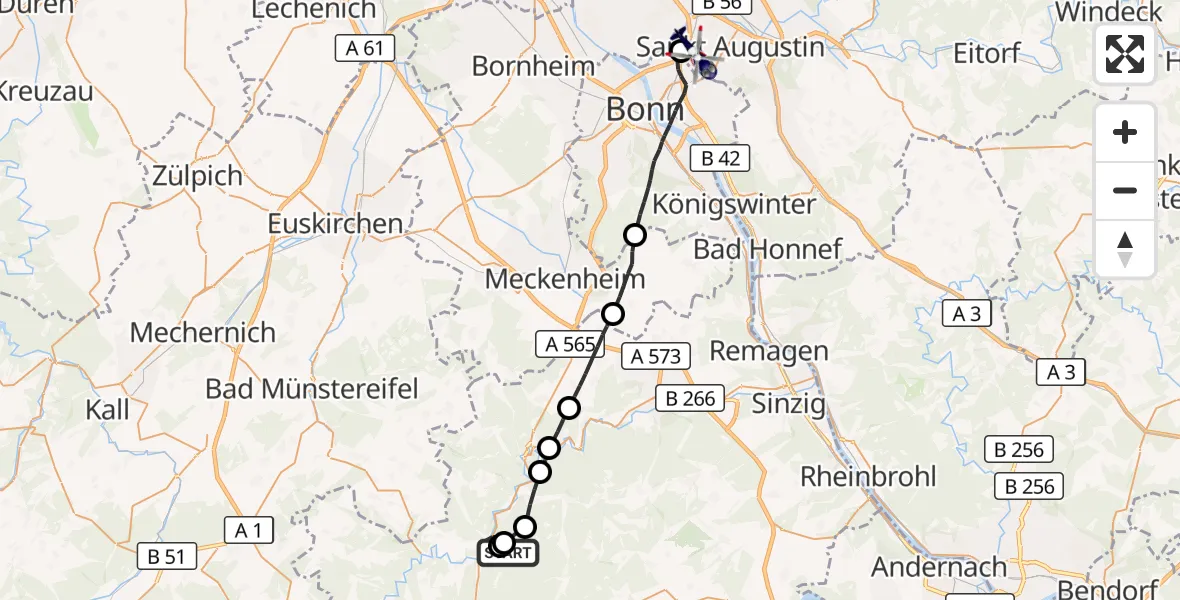 Flugroute Polizeihubschrauber Dümpelfeld - Sankt Augustin, 27 Oktober 2026, 16:12