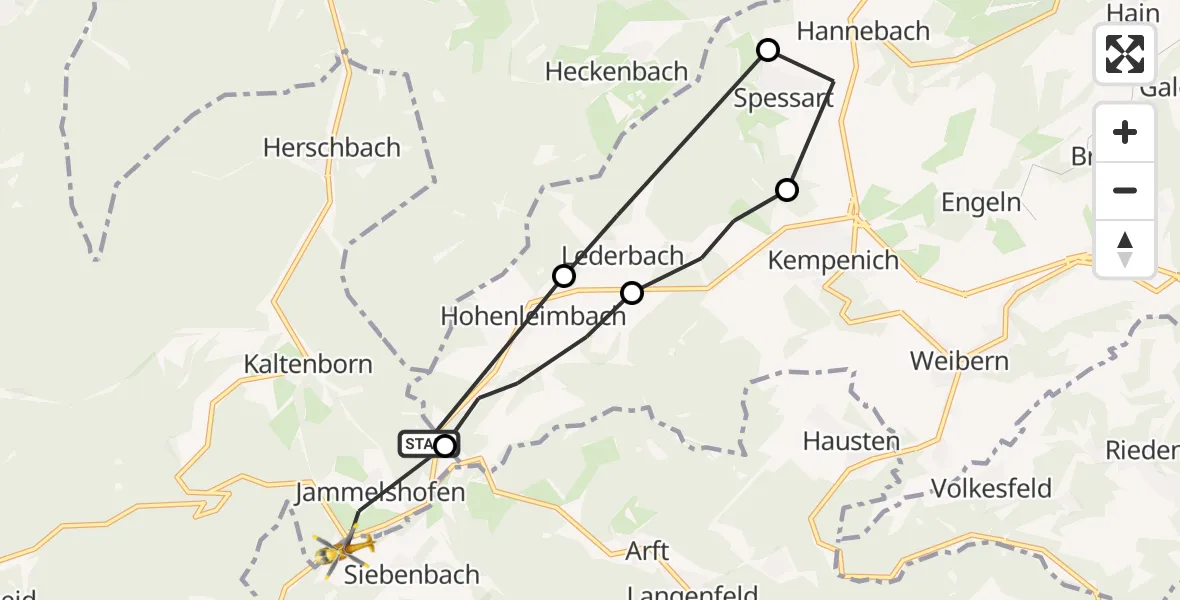 Flugroute Ambulanzhubschrauber Kaltenborn - Kaltenborn, 27 Oktober 2026, 16:14