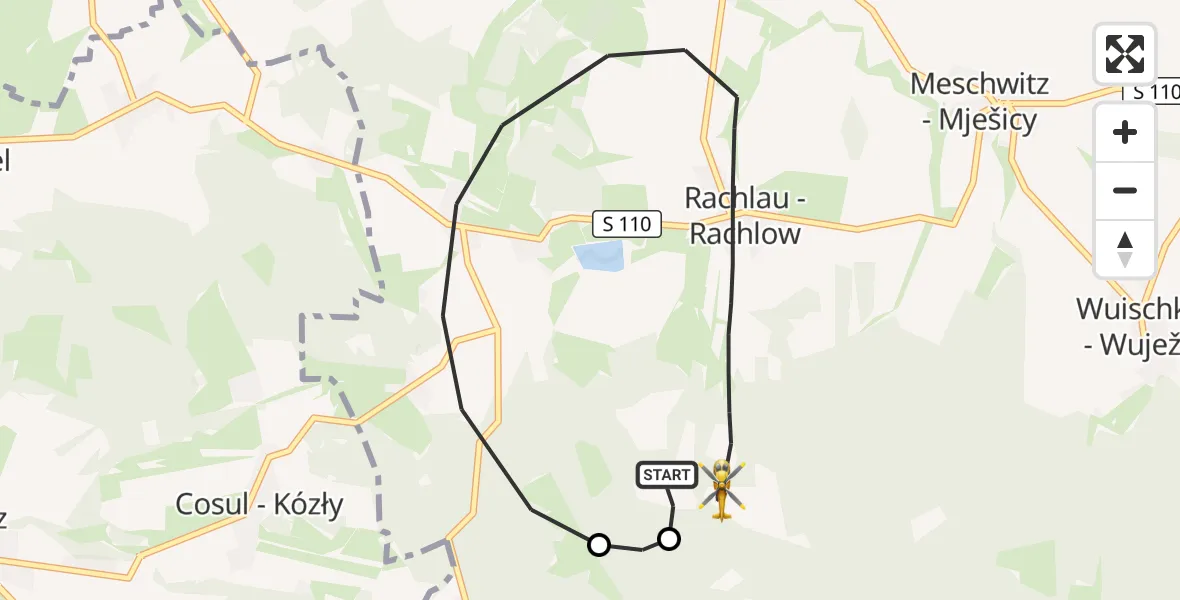 Flugroute Rettungshubschrauber Kubschütz - Kubschütz, 27 Oktober 2026, 16:53