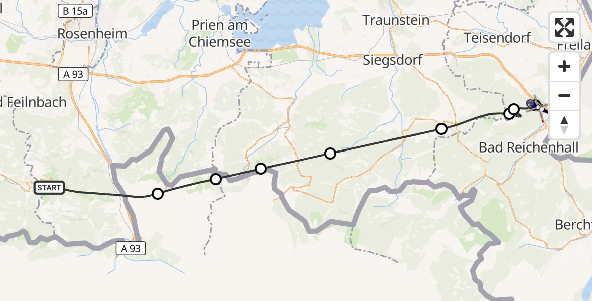 Flugroute Polizeihubschrauber Oberaudorf - Piding, 27 Oktober 2026, 17:25