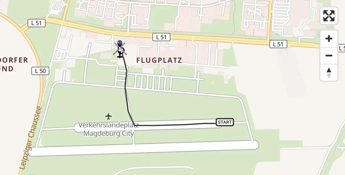 Flugroute Polizeihubschrauber Magdeburg City Flugplatz - Magdeburg, 27 Oktober 2026, 17:58