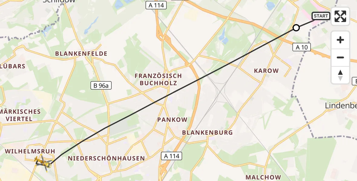 Flugroute Rettungshubschrauber Helios Clinic Berlin-Buch - Berlin, 27 Oktober 2026, 18:16