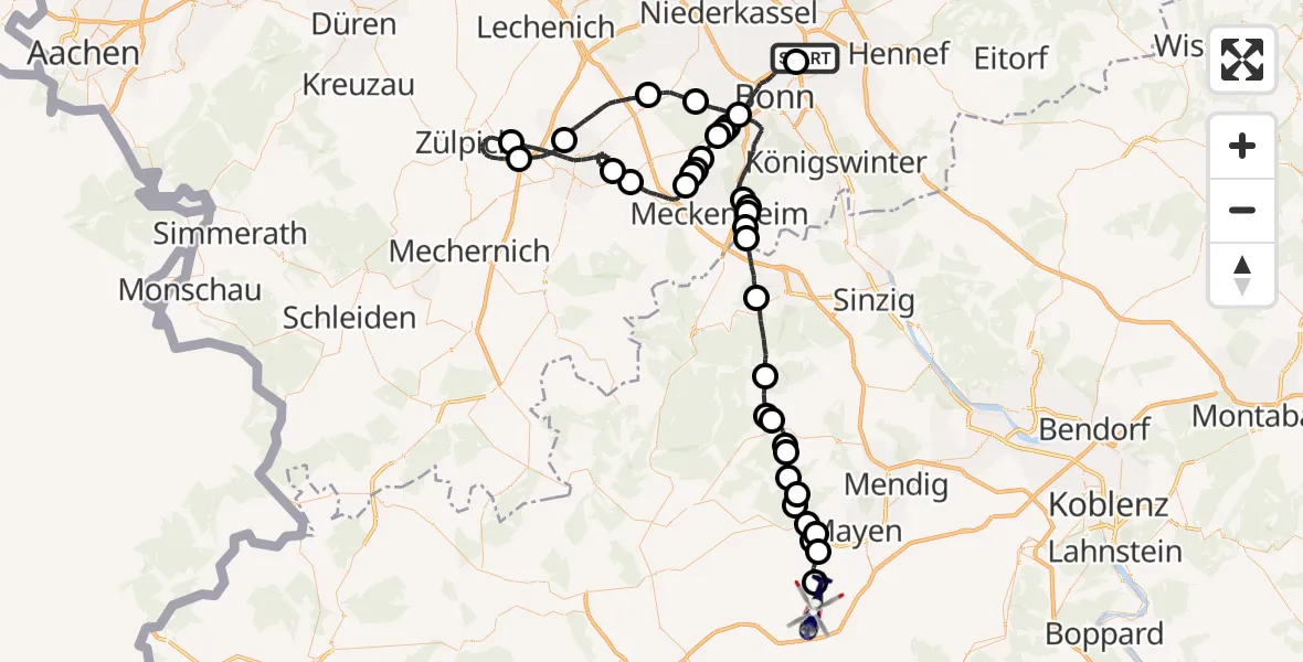Flugroute Polizeihubschrauber Sankt Augustin - Düngenheim, 27 Oktober 2026, 18:29