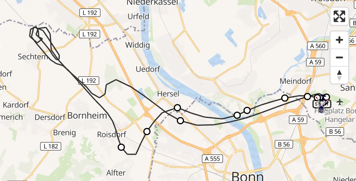 Flugroute Polizeihubschrauber Sankt Augustin - Sankt Augustin, 27 Oktober 2026, 18:43