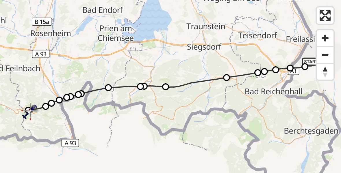 Flugroute Polizeihubschrauber Salzburg Airport - Oberaudorf, 27 Oktober 2026, 18:51