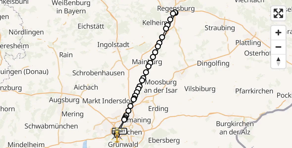 Flugroute Rettungshubschrauber München - DRF Air Rescue München Hubschrauberlandeplatz, 28 Oktober 2026, 04:26