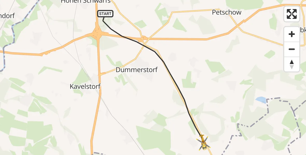 Flugroute Ambulanzhubschrauber Dummerstorf - Dummerstorf, 28 Oktober 2026, 08:17