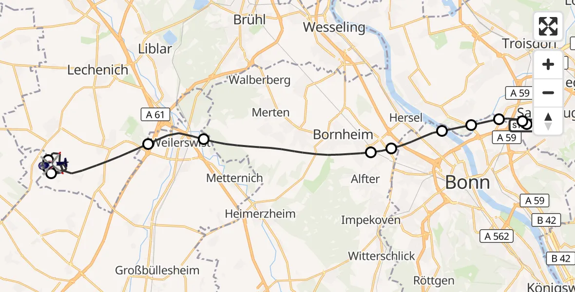 Flugroute Polizeihubschrauber Sankt Augustin - Erftstadt, 28 Oktober 2026, 08:24