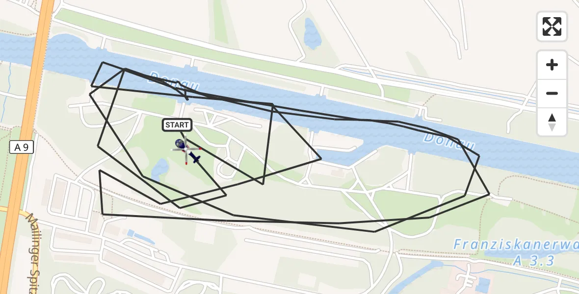 Flugroute Polizeihubschrauber Ingolstadt - Ingolstadt, 28 Oktober 2026, 08:33