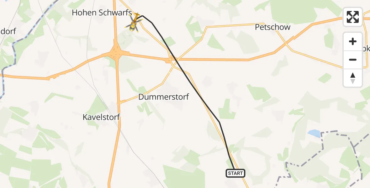 Flugroute Ambulanzhubschrauber Dummerstorf - Dummerstorf, 28 Oktober 2026, 08:53