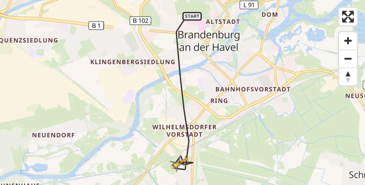 Flugroute Rettungshubschrauber Brandenburg an der Havel - Brandenburg an der Havel, 28 Oktober 2026, 09:34