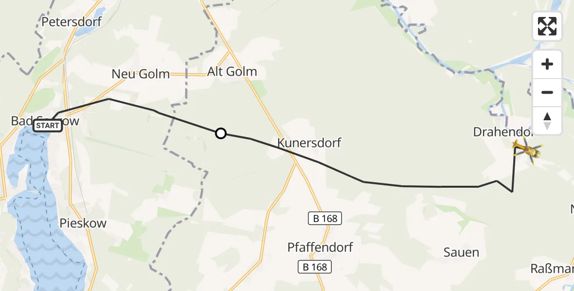 Flugroute Rettungshubschrauber Bad Saarow - Rietz-Neuendorf, 28 Oktober 2026, 09:35